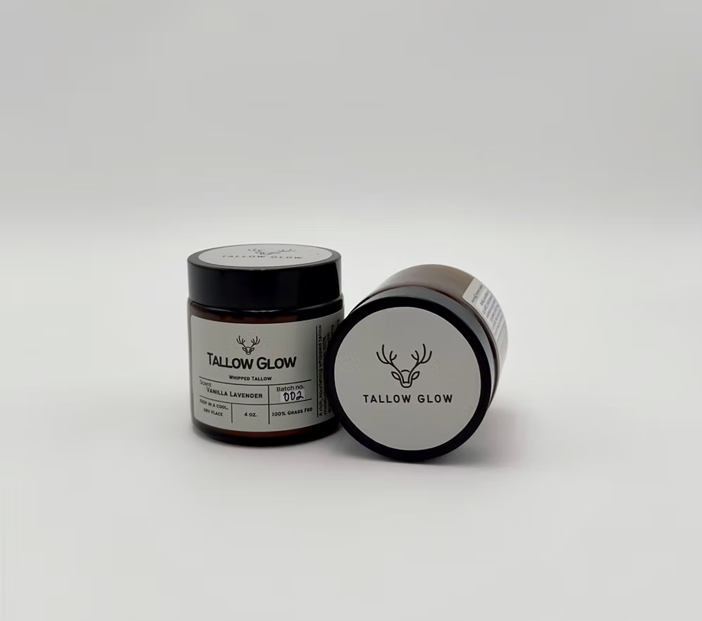 Tallow Glow Whipped Tallow Moisturizing Cream – Vanilla Lavender, 4oz, 100% Grass Fed